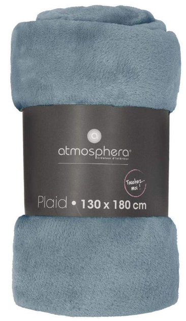 Koc Atmosphera Flanel Uni pluszowy niebieski 130 x 180 cm (3560234532977) - obraz 3
