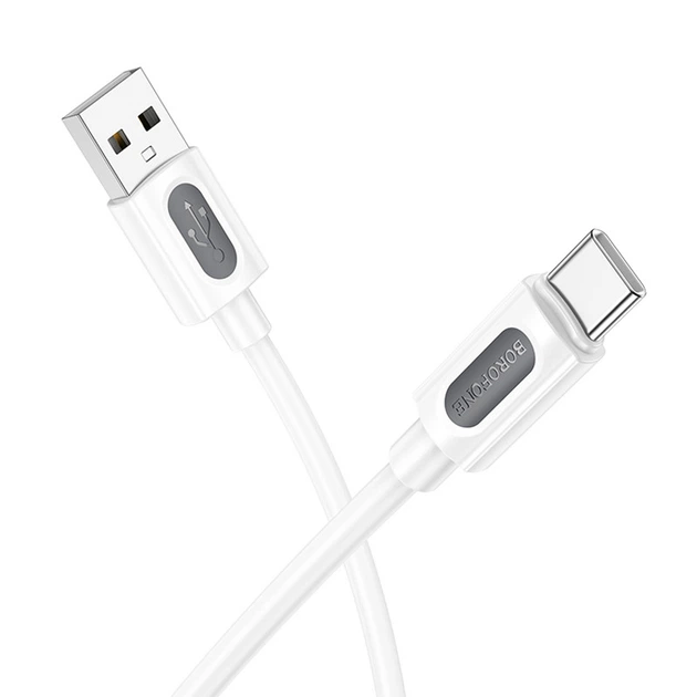 Дата кабель Borofone BX114 Structure USB to Type-C 3A (1m) White - зображення 2