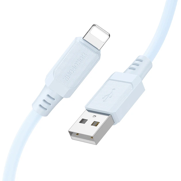 Дата кабель Borofone BX115 Lotto USB to Lightning 2.4A (1m) Blue - зображення 4