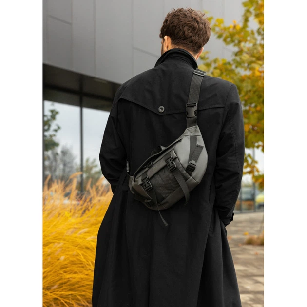 Велика чоловіча поясна сумка бананка Sambag DynamicDart графітова - изображение 9