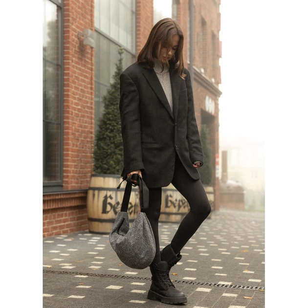 Жіноча сумка Sambag HOBO Bag-glove тканева сіра - изображение 9