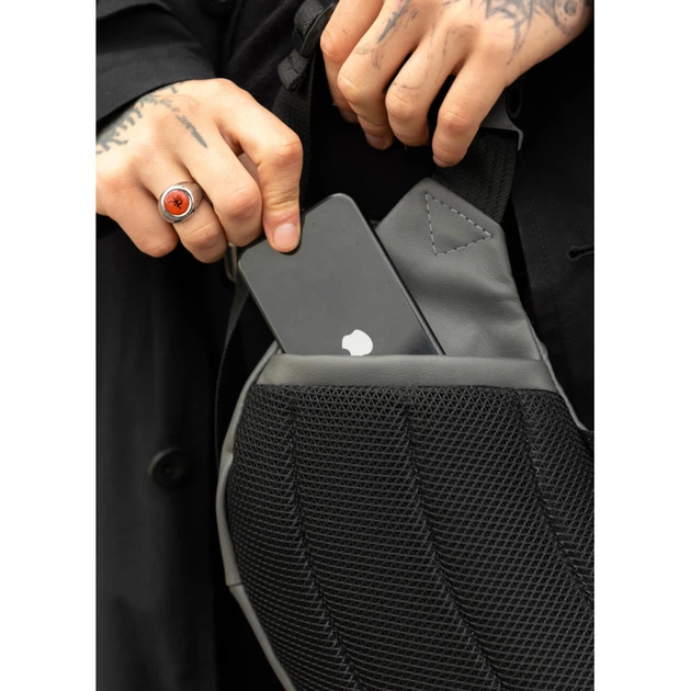 Велика чоловіча поясна сумка бананка Sambag DynamicDart графітова - изображение 11