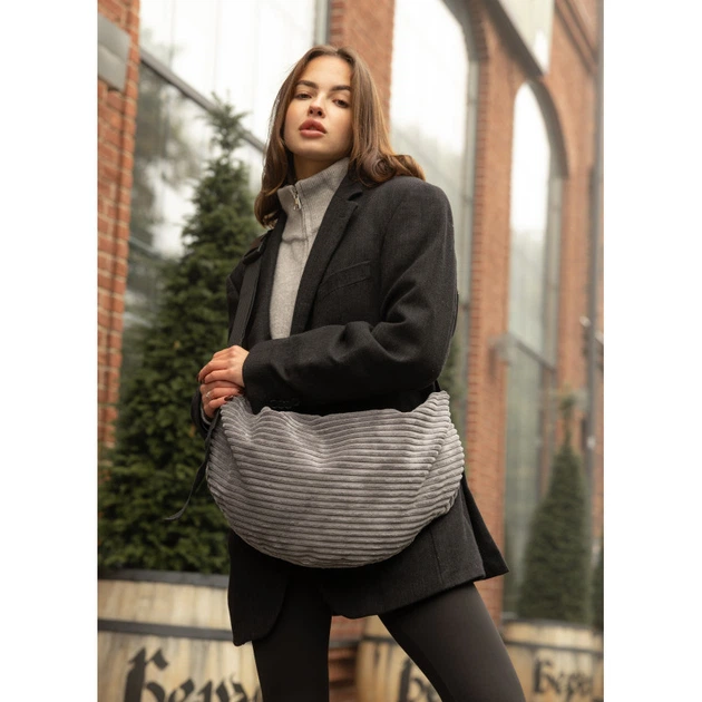 Жіноча сумка Sambag HOBO Bag-glove тканева графітова - Фото 4 Жіноча сумка Sambag HOBO Bag-glove тканева графітова - зображення 4