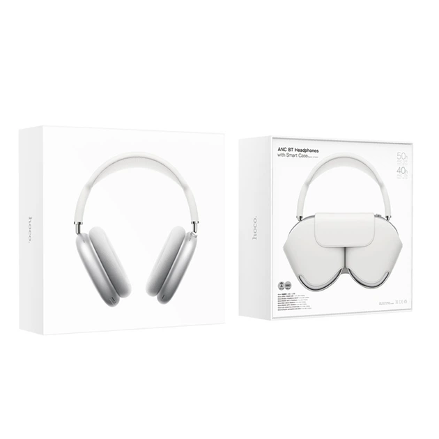 Беспроводные наушники HOCO W58 headphones, ANC, BT5.4, 500mAh, 40-50h, Type-C, Smart Case, silver - изображение 4
