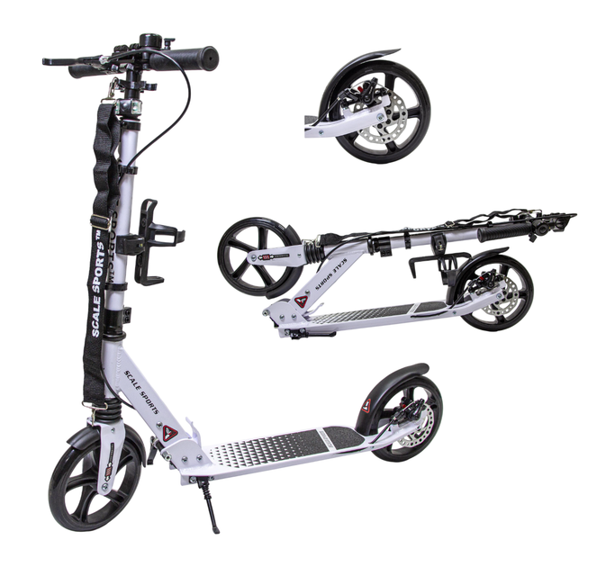 Детский самокат двухколесный Scale Sports SS-12, ручной тормоз, Led-фонарик. White (1111449399) - изображение 6