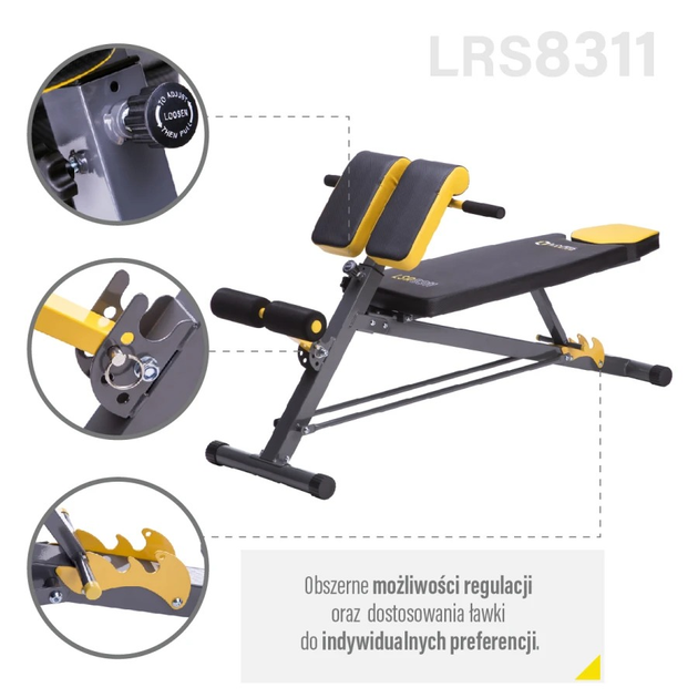 Ławka do ćwiczeń HMS z ławeczką rzymską LSR8311 (5907695596557) - obraz 8