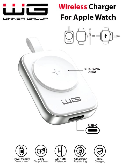 Bezprzewodowa ładowarka Winner Group do Apple Watch – USB-C White (8591194125102) - obraz 5