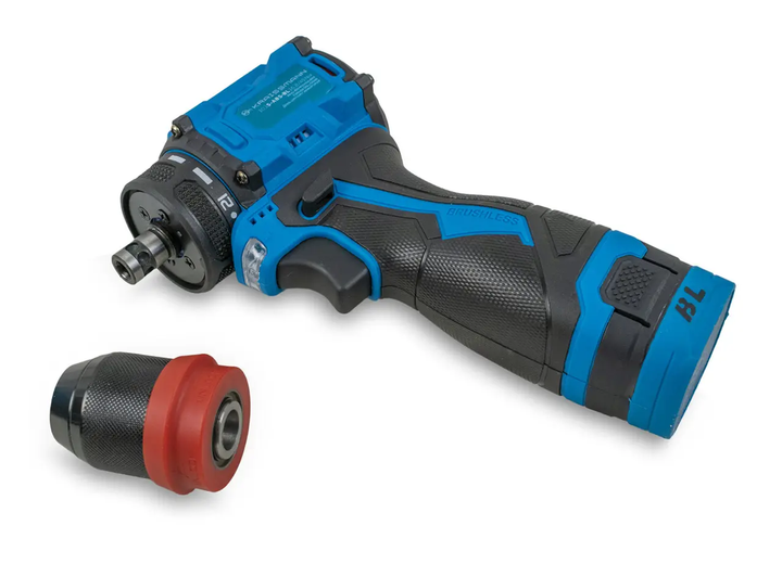 Аккумуляторный шуруповерт KRAISSMANN 103 S-ABS-BL 16.8/45 Nm (две АКБ 16,8 В, кейс, бесщеточный мотор, быстрая зарядка, металлический быстросъемный патрон) - изображение 7