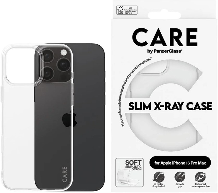 Панель CARE by PanzerGlass X-Ray Soft Basic для Apple iPhone 16 Pro Max Transparent (5715685005831) - зображення 3