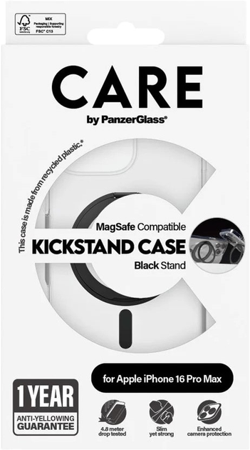 Etui CARE by PanzerGlass Feature Case Kickstand with MagSafe do Apple iPhone 16 Pro Max Transparent (5715685003851) - obraz 4