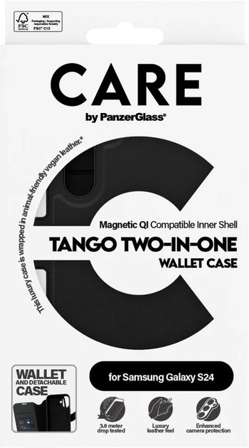 Etui z klapką CARE by PanzerGlass Tango Two-in-One Wallet with Magnetic Qi do Samsung Galaxy S24 Black (5715685012327) - obraz 4