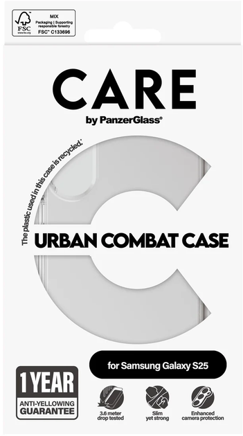 Панель CARE by PanzerGlass Flagship Case Urban Combat w. Clear Frame для Samsung Galaxy S25 Transparent (5715685016868) - зображення 4