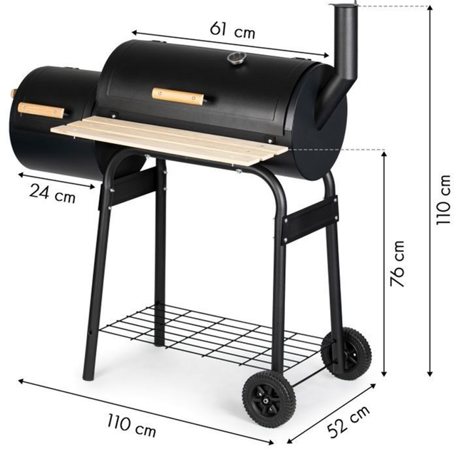 Duży grill ogrodowy ModernHome by Multistore 2 w 1 wędzarnia pokrywa + termometr (5903089067078) - obraz 4