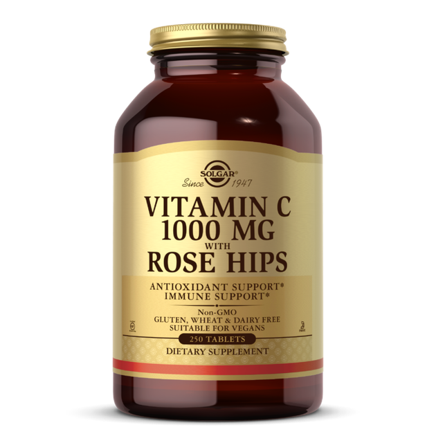 Витамин C, с шиповником, Vitamin C with Rose Hips, Solgar, 1000 мг, 250 таблеток солгар - Фото 1 Витамин C, с шиповником, Vitamin C with Rose Hips, Solgar, 1000 мг, 250 таблеток солгар - изображение 1
