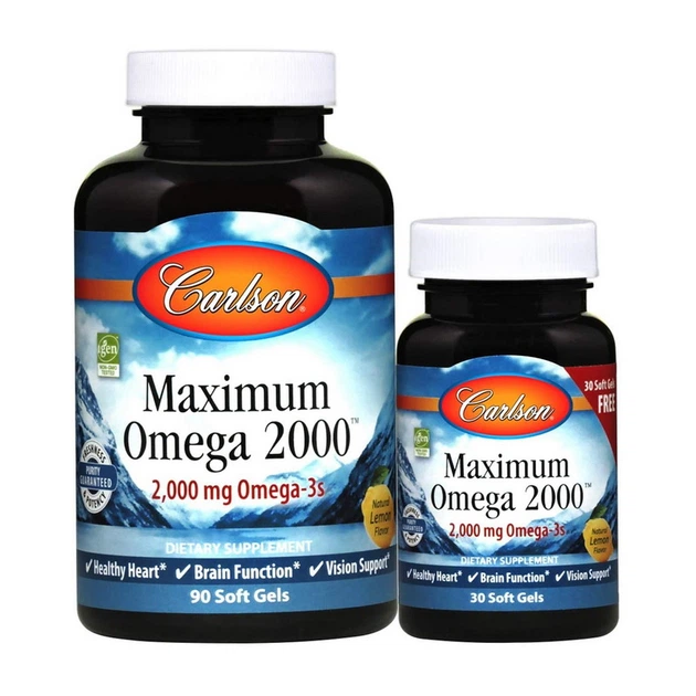 Омега 3 Carlson Labs Maximum Omega 2000 mg 90+30 капсул - Фото 1 Омега 3 Carlson Labs Maximum Omega 2000 mg 90+30 капсул - зображення 1