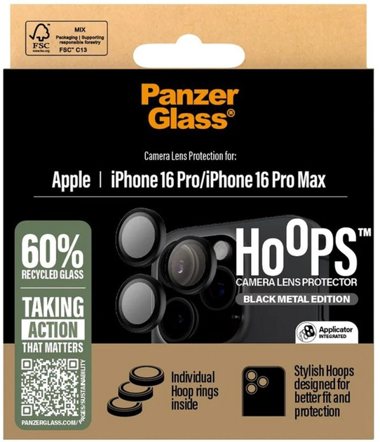 Szkło hartowane Panzer Glass Hoops Camera Lens Protector do iPhone 16 Pro / 16 Pro Max Black (5715685003011) - obraz 4