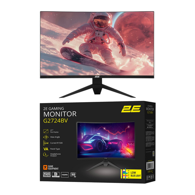 Монитор 2E GAMING 27" G2724BV HDMI, DP, VA, 2560x1440, 165Hz, 1ms, CURVED, FreeSync - изображение 10
