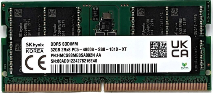 SK hynix 32GB DDR5 4800MHz メモリ Пам'ять Hynix 32 GB SO-DIMM DDR5 4800 MHz (HMCG88MEBSA092N) – фото