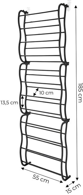 Стійка для взуття ModernHome by Multistore настінна на двері (PJJWMSR003 BLACK) - зображення 4