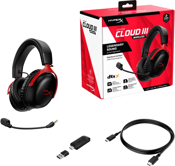 Навушники HyperX Cloud III Wireless Black-Red (77Z46AA) - зображення 8