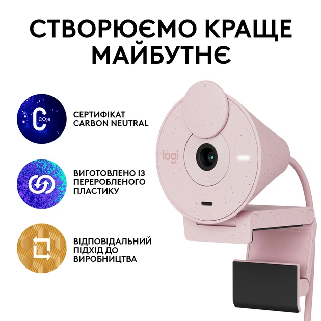 Веб-камера Logitech Brio 300 FHD Rose (960-001448) - зображення 8