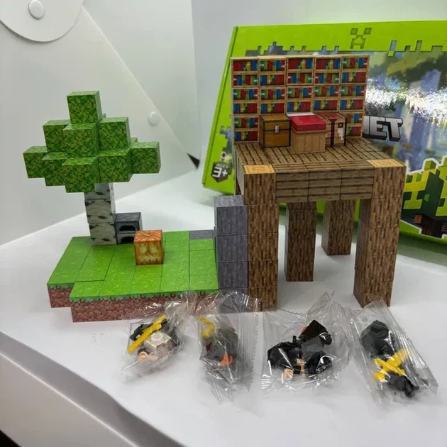 Магнитный конструктор Майнкрафт Minecraft Дом + Дерево + Человечки 128 деталей, магнитные блоки minecraft - Фото 2 Магнитный конструктор Майнкрафт Minecraft Дом + Дерево + Человечки 128 деталей, магнитные блоки minecraft - изображение 2