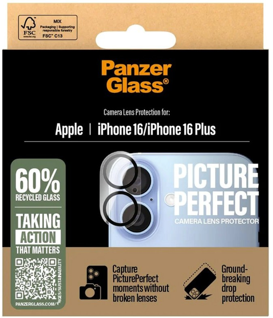 Захисне скло Panzer Glass PicturePerfect Camera Lens Protector для iPhone 16 / 16 Plus Transparrent (5715685002960) - зображення 4