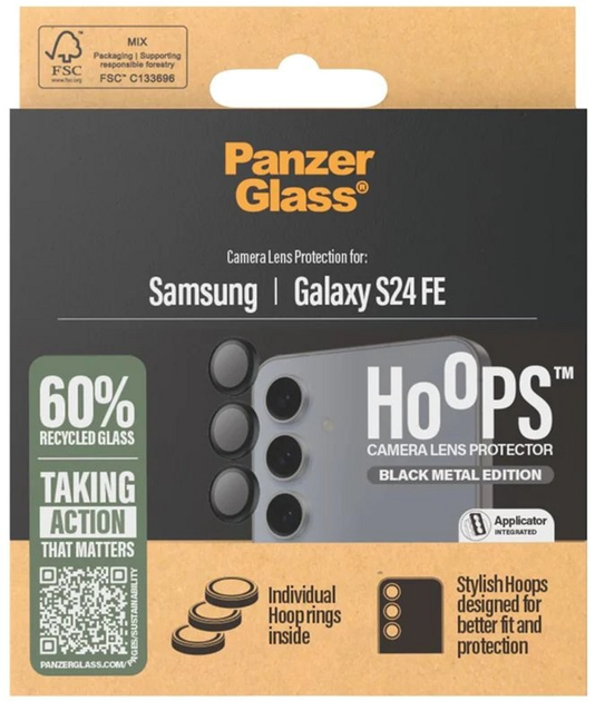 Szkło hartowane Panzer Glass Hoops Camera Lens Protector do Samsung Galaxy S24 FE 5G Black (5715685012174) - obraz 4
