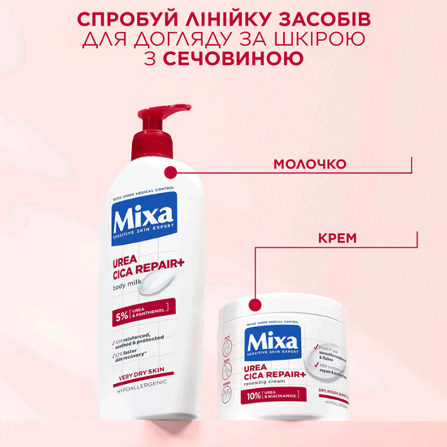 Відновлювальний цика-крем Mixa з Уреєю для сухої огрубілої шкіри 400 мл (3600551135922) - зображення 10