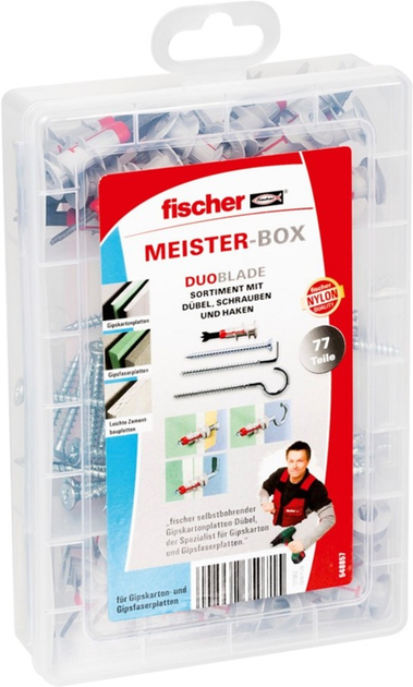 Набір шурупів і дюбелів Fischer Meister-Box DuoBlade 77 шт. (548857) - зображення 1