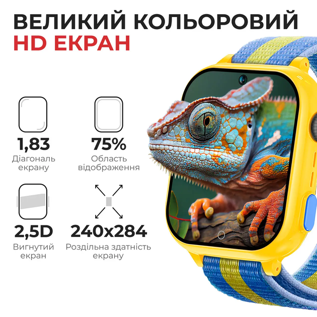 Детские смарт-часы Jetix G100 Black / Blue / Yellow-Blue (G100-B-RA) - изображение 2