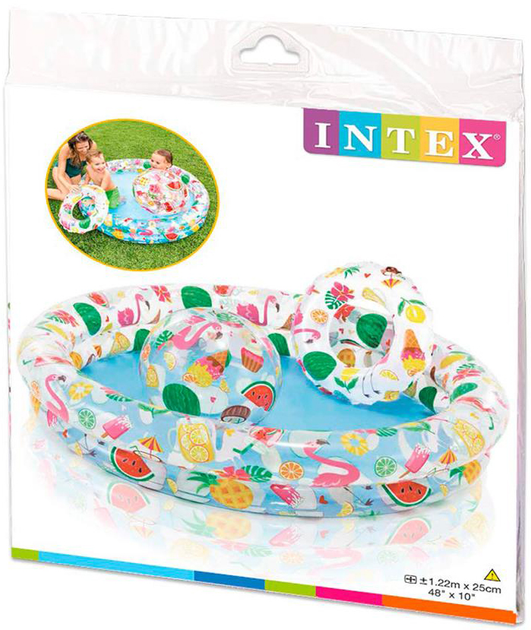 Детский надувной бассейн Intex 59460 NP 122 х 25 см объём 150 л В комплекте детский круг и надувной мяч - изображение 7