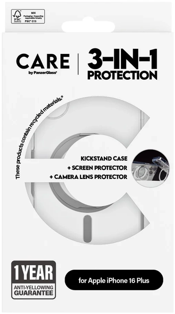 Zestaw panel + szkło CARE by PanzerGlass Feature 3-in-1 Ceramic Bundle dla iPhone 16 Plus Transparent (5715685004773) - obraz 6