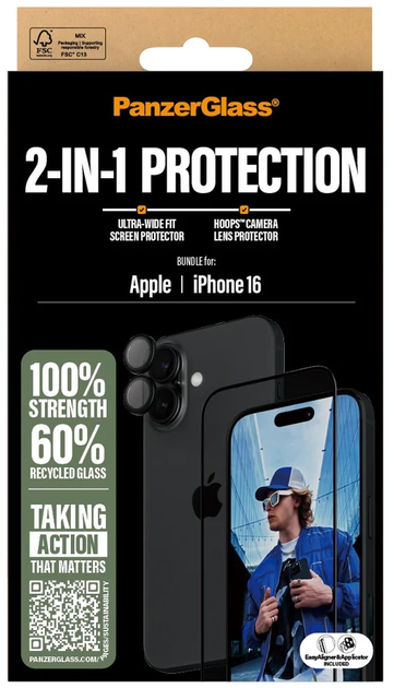Комплект Скло + скло для камери CARE by PanzerGlass 2-in-1 для iPhone 16 Transparent (5715685005763) - зображення 5