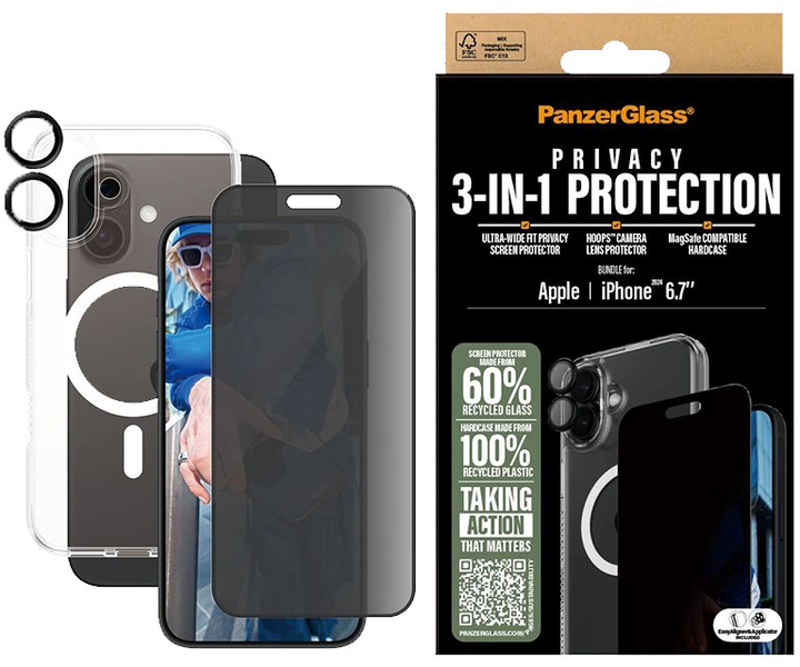 Zestaw panel + szkło CARE by PanzerGlass 3-in-1 Protection dla iPhone 16 Plus Transparent (5715685003455) - obraz 5