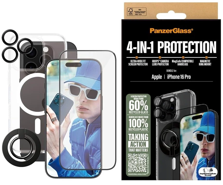 Zestaw panel + szkło CARE by PanzerGlass 4-in-1 Protection dla iPhone 16 Pro Transparent (5715685003509) - obraz 5