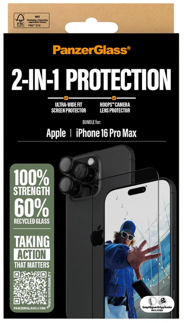 Комплект Скло + скло для камери CARE by PanzerGlass 2-in-1 для iPhone 16 Pro Max Transparent (5715685005794) - зображення 5