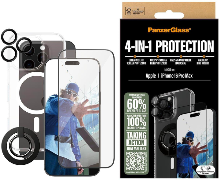 Zestaw panel + szkło CARE by PanzerGlass 4-in-1 Protection dla iPhone 16 Pro Max Transparent (5715685003523) - obraz 5