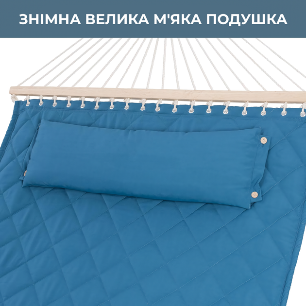 Двухместный гамак SOFT голубой XXL 200x140 с планками WCG - изображение 5
