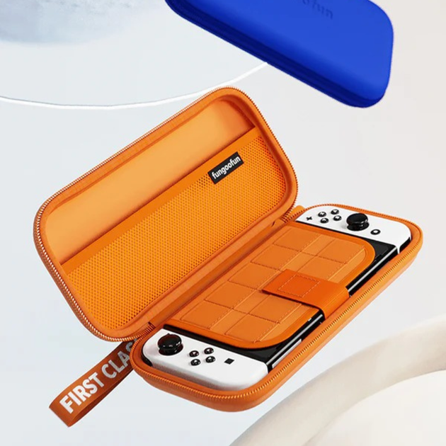 Сумка чехол для переноски приставки Nintendo Switch кейс Fungoofun для консоли и аксессуаров на 1 отделение,синяя F519_1_orange - Фото 8 Сумка чехол для переноски приставки Nintendo Switch кейс Fungoofun для консоли и аксессуаров на 1 отделение,синяя F519_1_orange - изображение 8