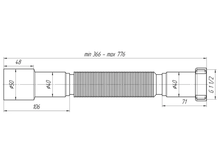 Гнучка труба ANI-plast K106, 1 1/2" x 40/50 (366-776 мм) - изображение 2