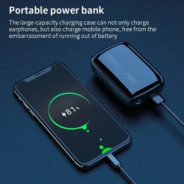 Бездротова bluetooth-гарнітура M19 із зарядним відсіком дисплеєм - зображення 7