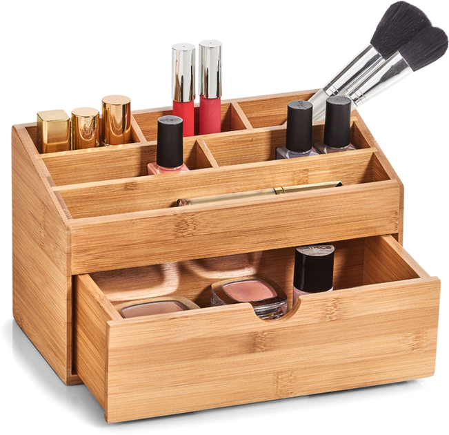 Organizer na akcesoria Zeller z szufladą bambusowy 25.4 x 12.5 x 15 cm (4003368253862) - obraz 3
