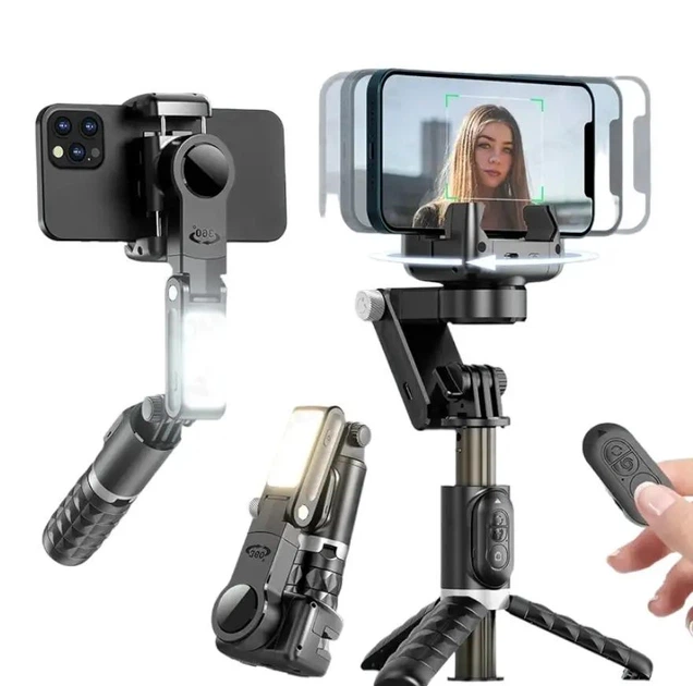 Штатив стабілізатор Gimbal Q18 360 , селфі палиця зі стабілізатором для телефону LED освітлення монопод чорний (508) - Фото 1 Штатив стабілізатор Gimbal Q18 360 , селфі палиця зі стабілізатором для телефону LED освітлення монопод чорний (508) - зображення 1