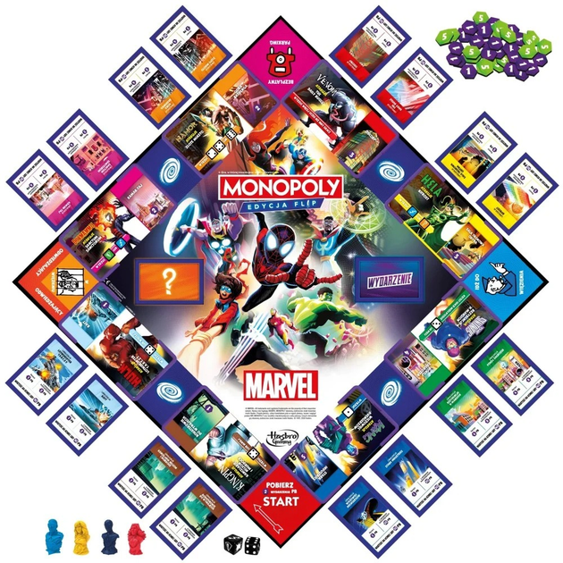 Gra planszowa Hasbro Monopoly Flip Marvel (wersja polska) F9931 (5010996226242) - obraz 3