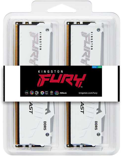 Pamięć RAM Kingston FURY DDR5-6000 65536MB PC5-48000 (Kit of 4x16384) Beast RGB White (KF560C40BWAK4-64) - obraz 5