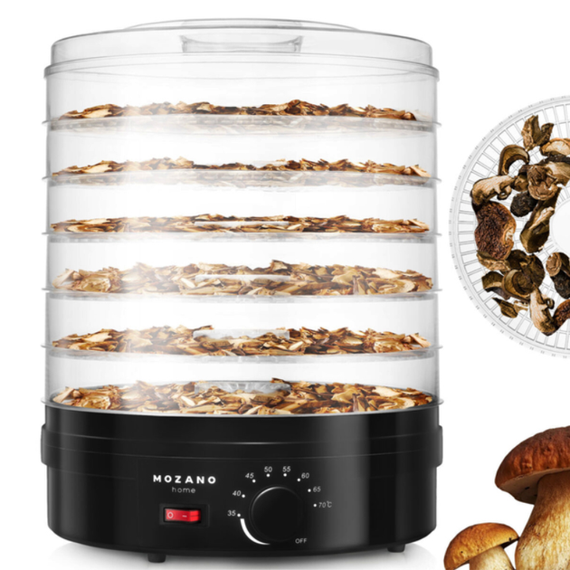 Сушилка электрическая для овощей фруктов грибов и мяса Mozano Food Dehydrator Black дегидратор на 500 Вт 6 лотков терморегулятор - изображение 2