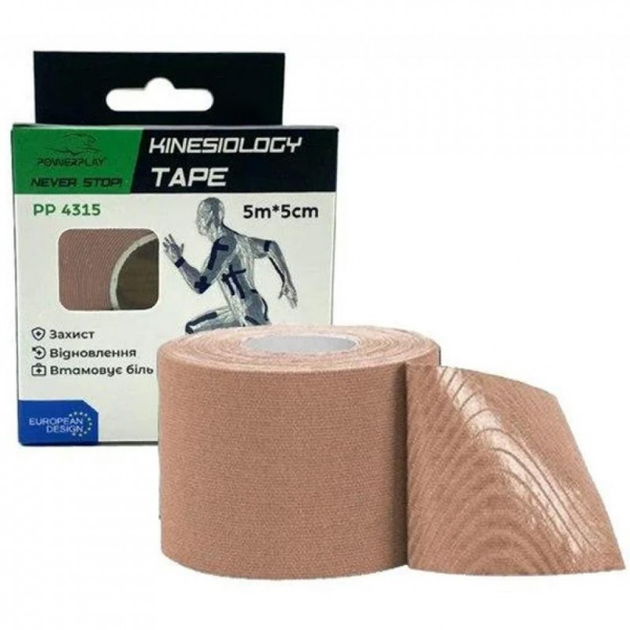 Кінезіо тейп PowerPlay 4315 Beige 5см х 5м (PP_4315_Beige) - зображення 1