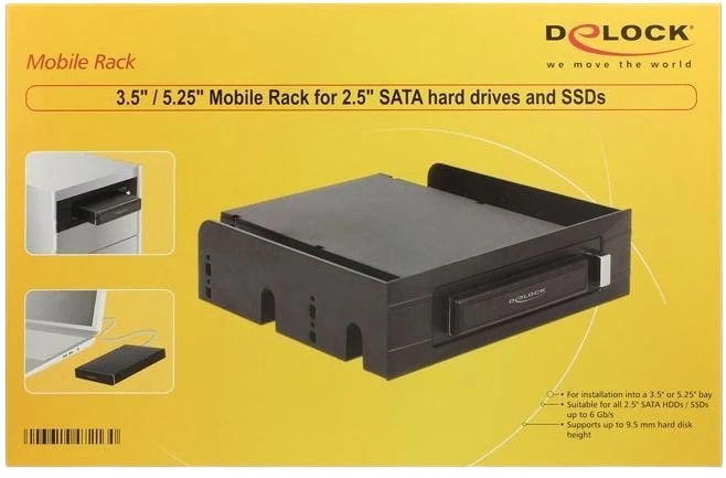 Док-станція Delock 3.5″/5.25″ Mobile Rack для 2.5″ SATA HDD/SSD (47213) - зображення 5