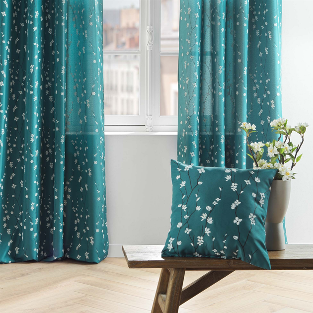 Декоративна подушка Douceur d'interieur Sakura 45 x 45 см Бірюзова (3574386120098) - зображення 3